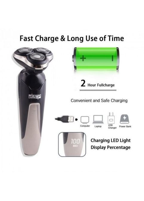 Электробритва для мужчин роторная для влажного и сухого бритья с плавающими головками водонепроницаемая. DSP (297442972)