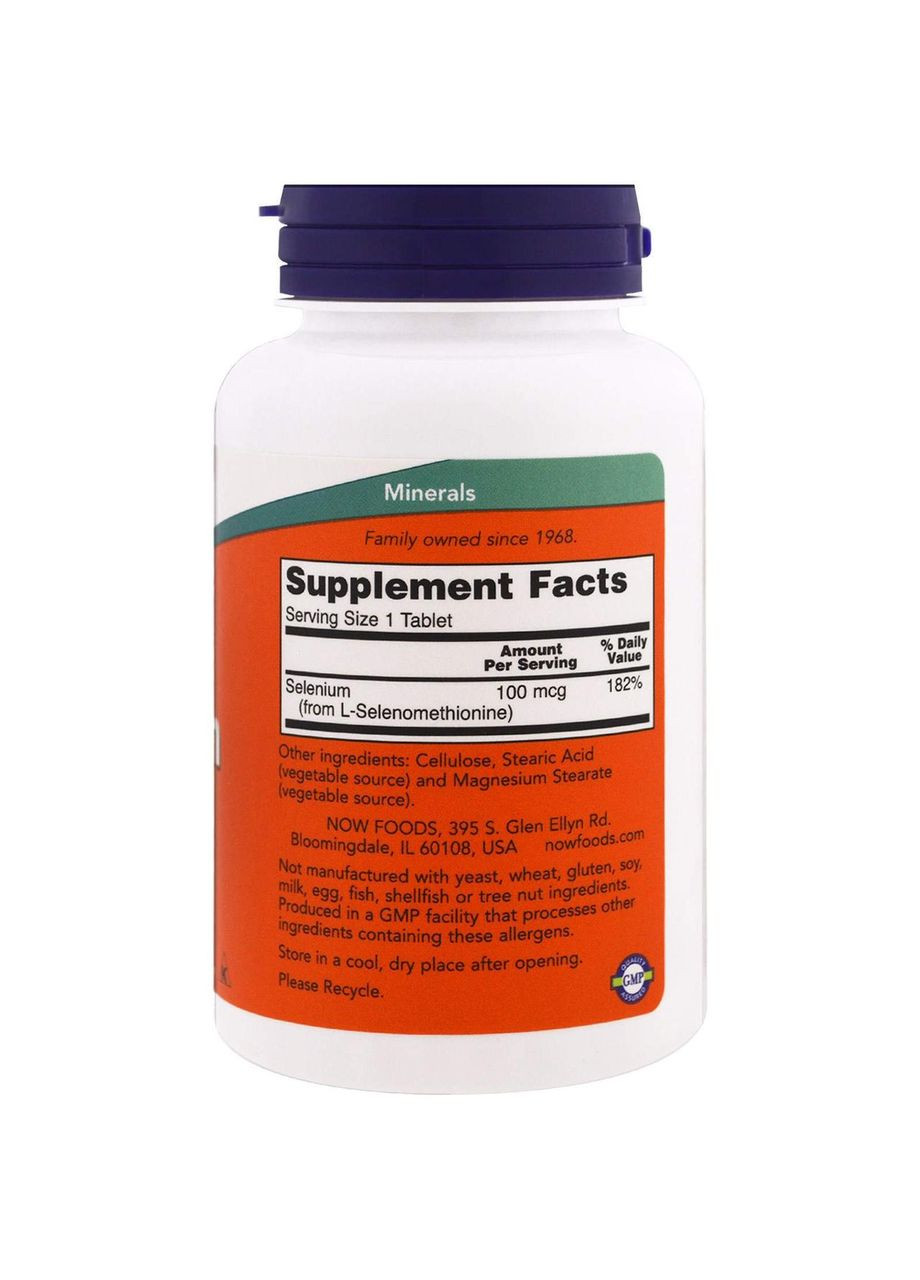 Селен без дріжджів Selenium 100 мкг 250 таблеток Now Foods (357343122)