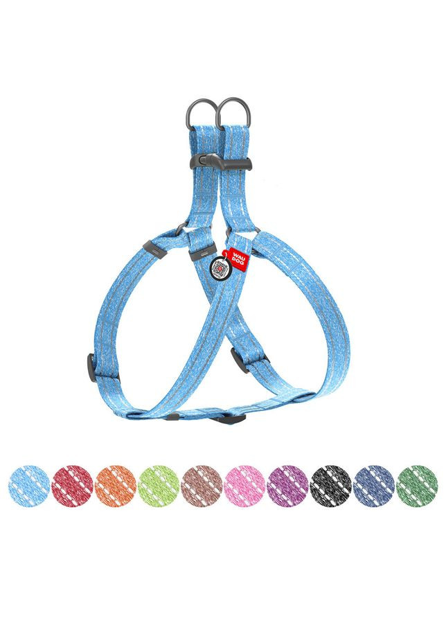 Шлея з відновленої бавовни WAUDOG Re-cotton з QR паспортом, світловідбиваюча, пластиковий фастекс,, Ш 15 мм, Д 40-55 см No Brand (363197334)