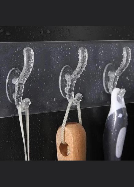 Вешалка самоклеящаяся настенная на 6 крючков, крючки для ванной комнаты и кухни прозрачный (GT050857) HOM (316093765)