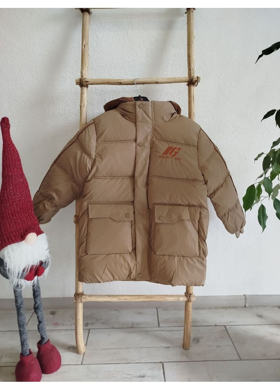 Бежева зимня дитяча зимова куртка gravity key з м’яким утеплювачем No Brand