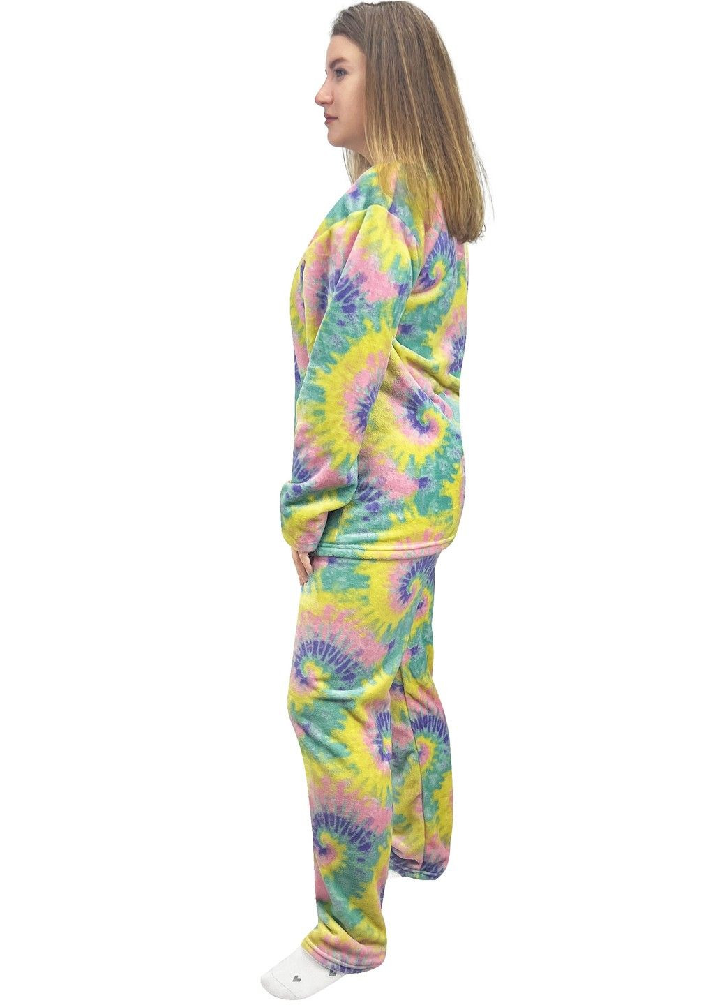 Желтая всесезон пижама женская махровая кофта + брюки Жемчужина стилей 5625