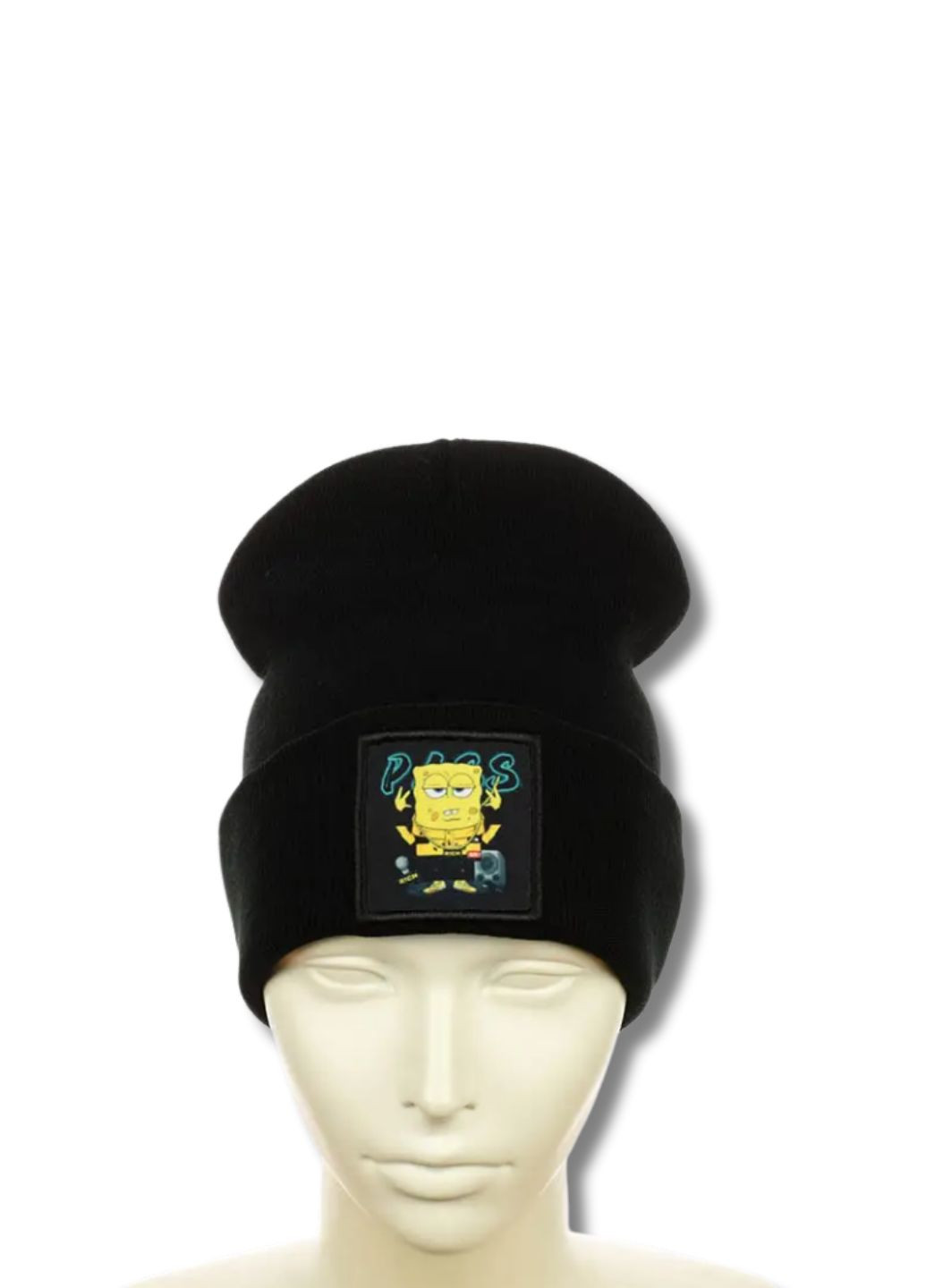 Дитяча демісезонна шапка біні Губка Боб No Brand Дитяча шапка біні з вишивкою (347146935)