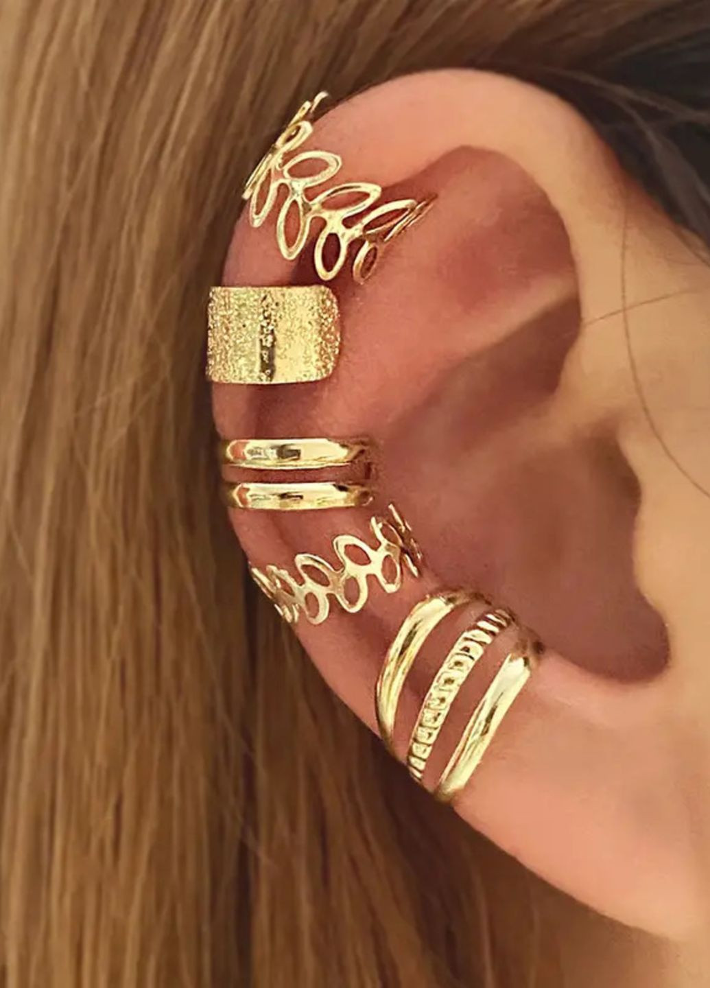 Набір сережки-кафи Золотий листок No Brand (314801122)