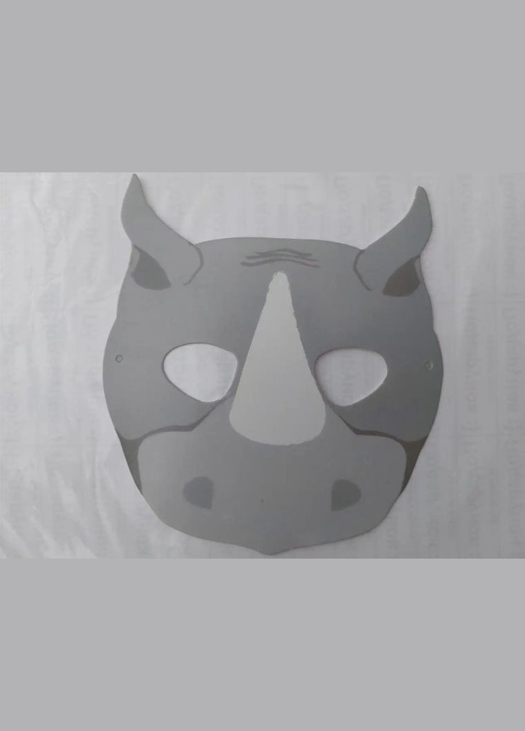 Дитяча маска Носоріг із картону 16 на 16 см сірий Jannet Маска (317242181)