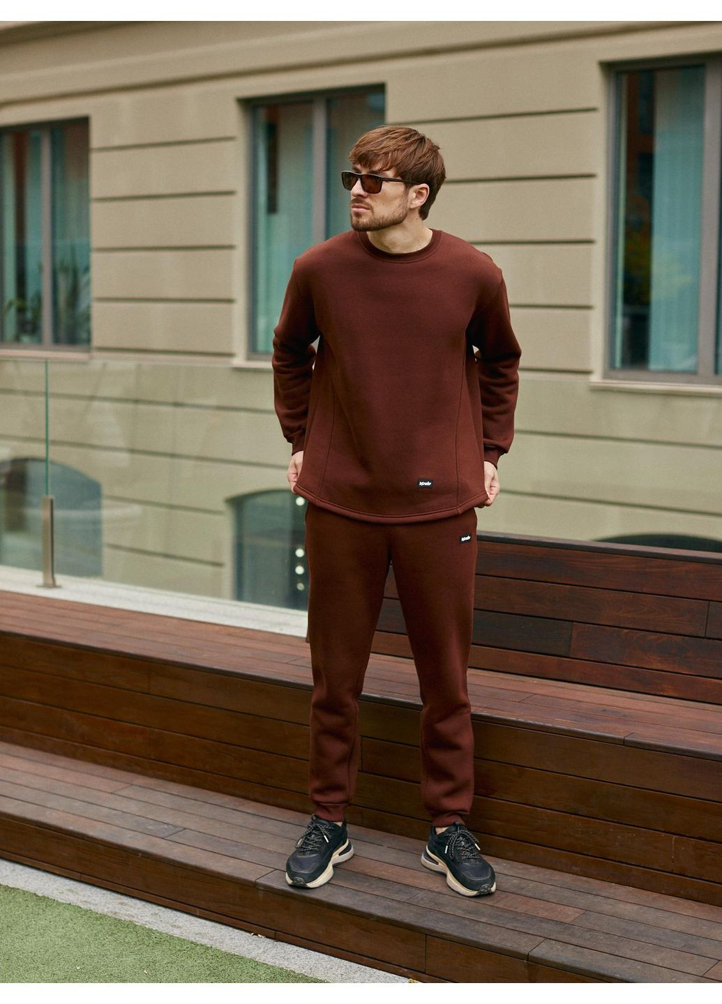 Чоловічий теплий костюм "Synergy" коричневий світшот і штани Intruder (359226987)