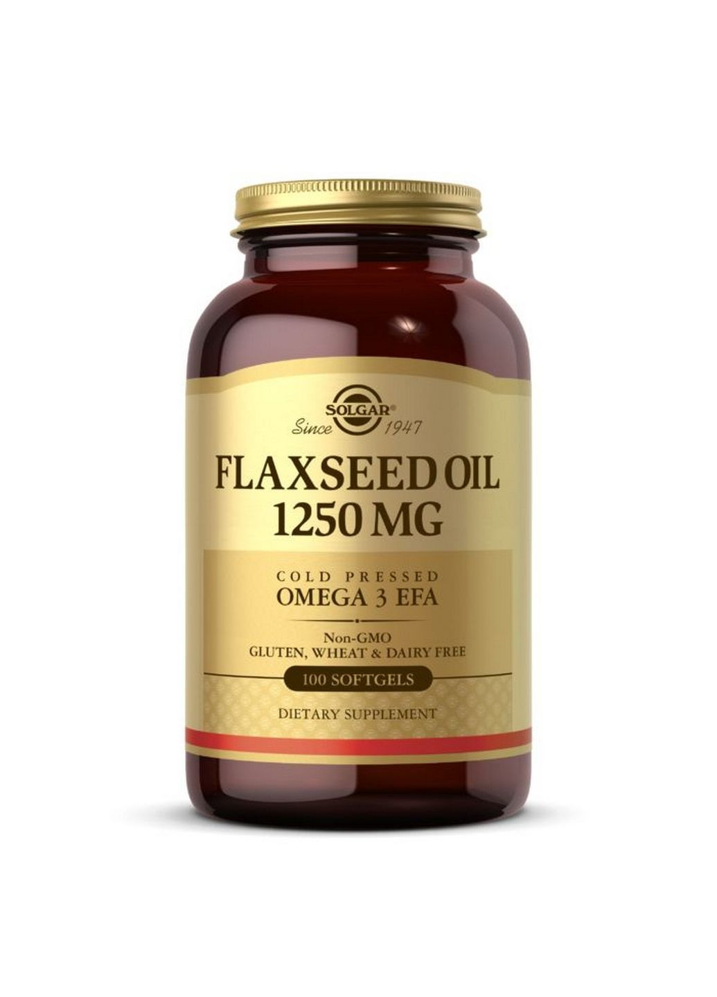 Жирні кислоти Flaxseed Oil 1250 mg, 100 капсул Solgar (293482089)