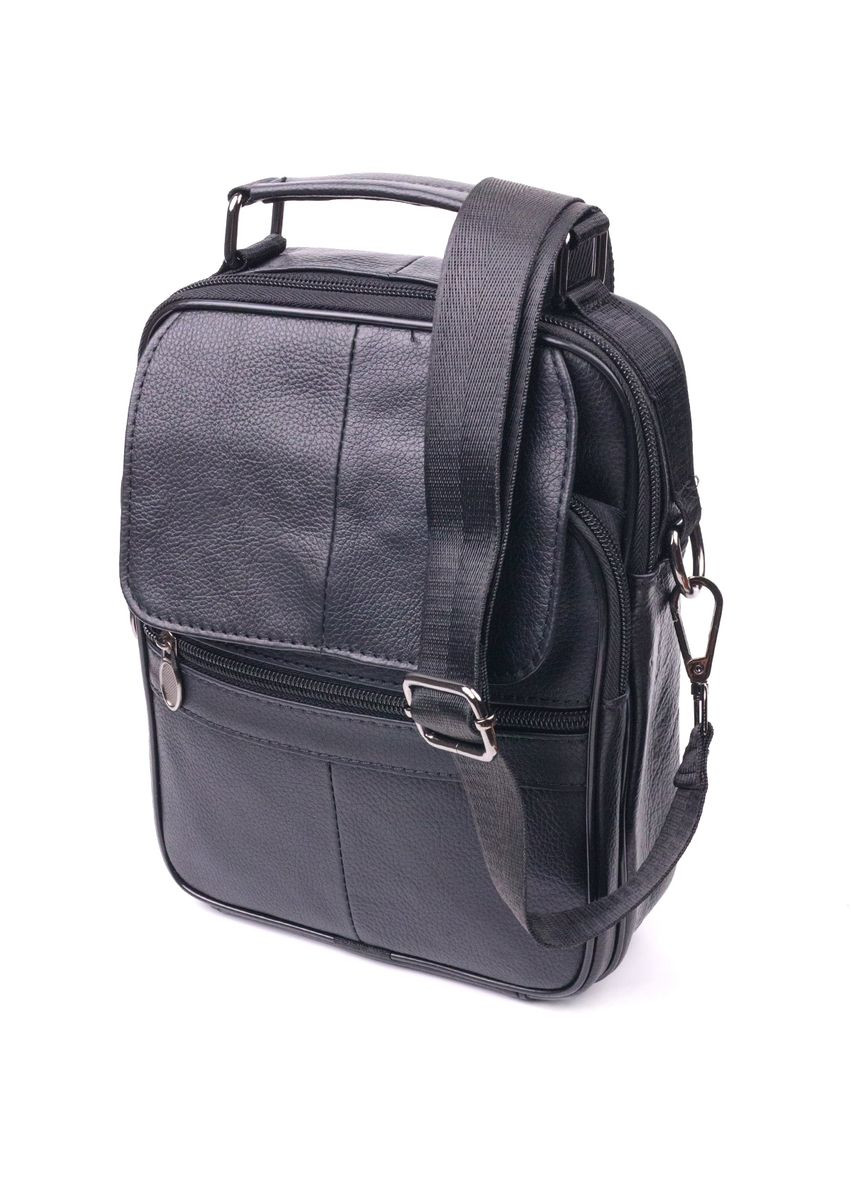 Чоловіча сумка з натуральної шкіри з основним відділенням та кишенями чорна (sku_21396) No Brand (328922719)