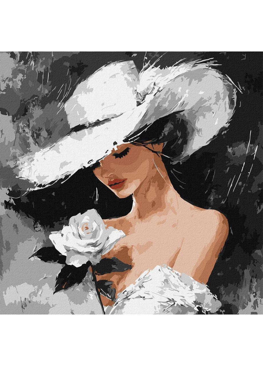 Картина за номерами Люди. Дівчина з білою трояндою 40*40 см KHO 8637 Ідейка (362534551)