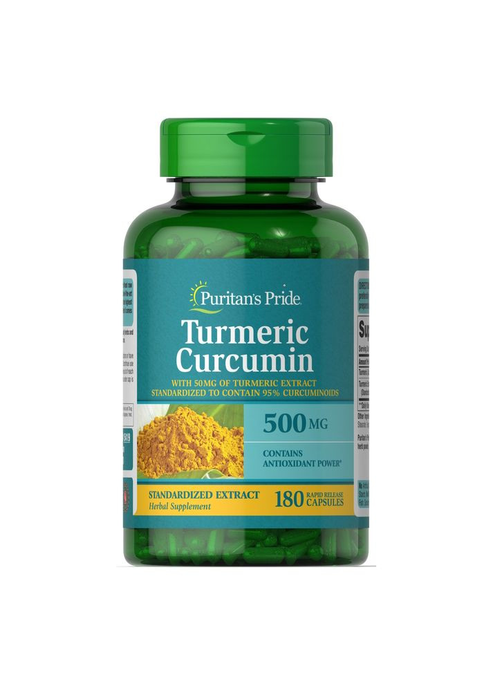Куркума Puritan's Pride Turmeric Curcumin 500 mg, 180 капсул Puritans Pride (365749596)