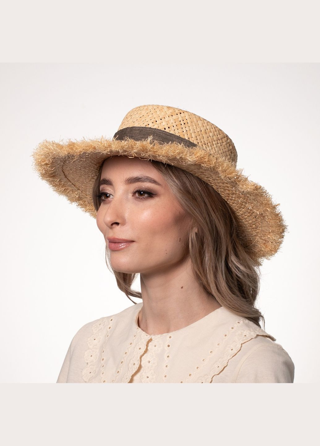 Шляпа канотье женская рафия желтая ЛАЛИ LuckyLOOK 444-522 (322793018)