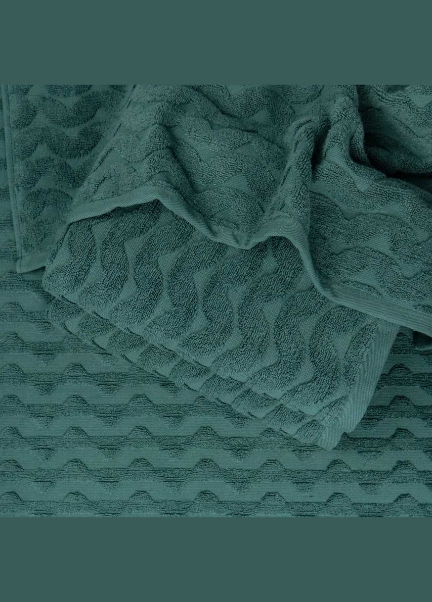 GM Textile махровое банное полотенце жаккардовое волна 100х150см 500г/м2 () зеленый производство -