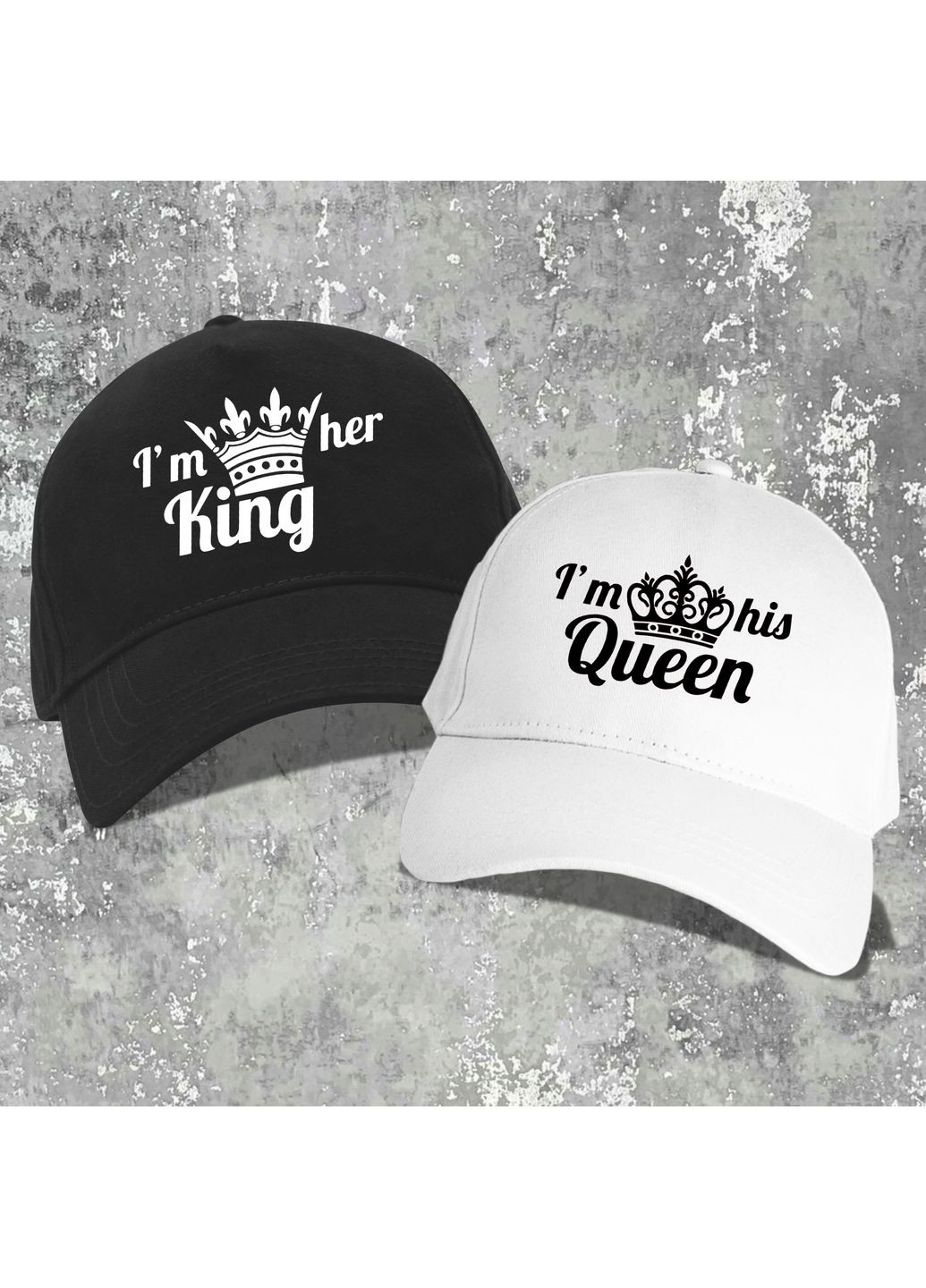 Парные бейсболки с принтом – l'm her king! Hand Made (361264596)