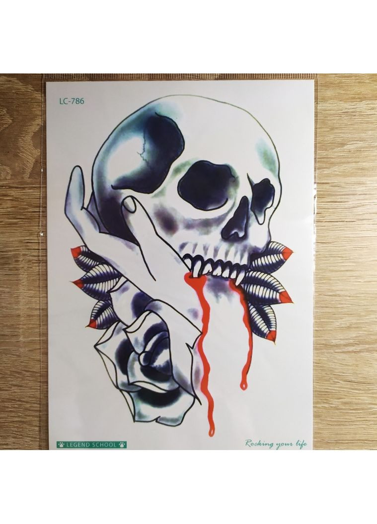 Тимчасове тату Череп вампіра Newschool 21x15 LC786 Tattoo (367623600)