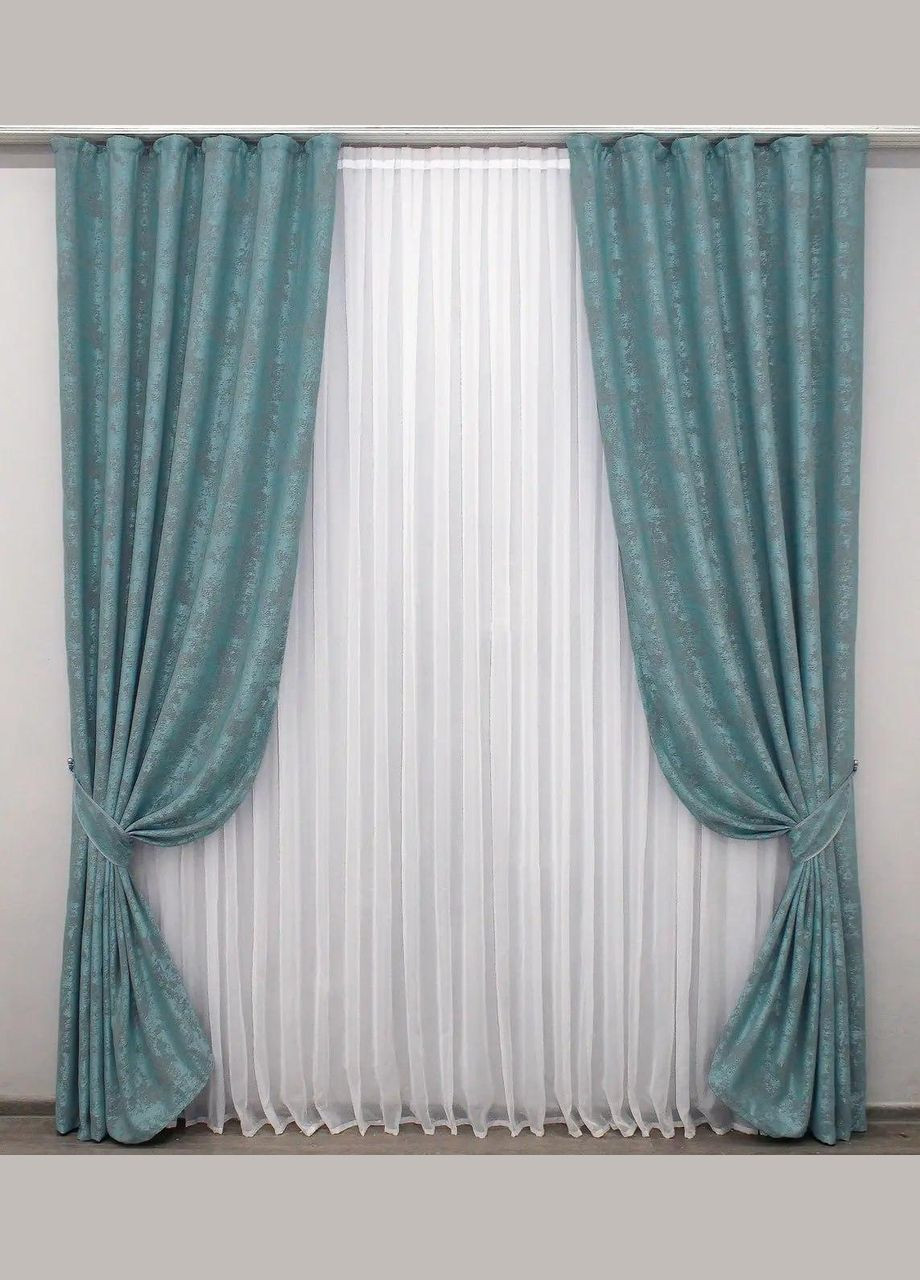 Набір штори для спальні Жаккард Зелений 200x270 см (Е101105B) No Brand (306633631)