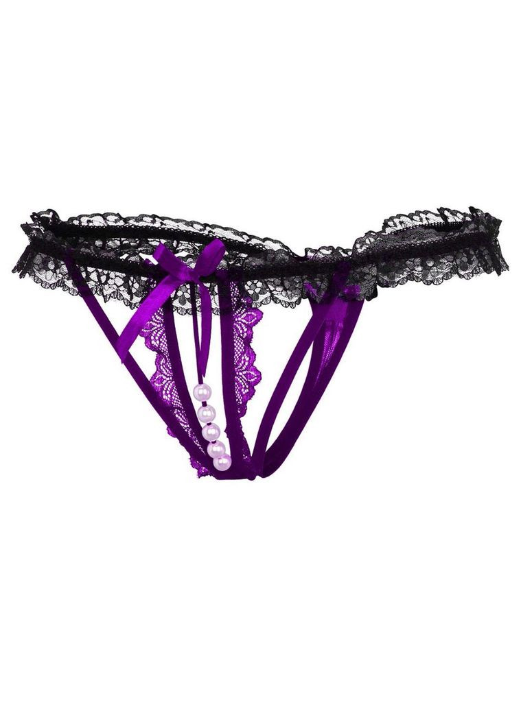 Еротичні Трусики Стрінги Жіночі з вирізом чорні з фіолетовим Розмір M - L China (317747394)