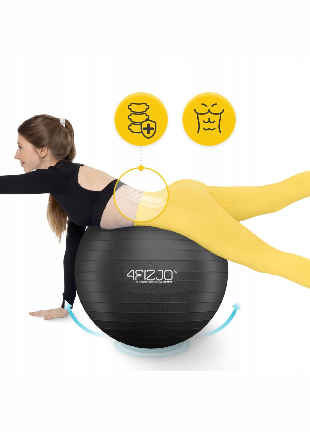 Мяч для фитнеса (фитбол) 75 см Anti-Burst Black () 4FIZJO P-5907739316370 (345710439)