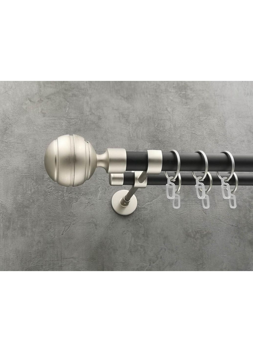 Карниз EM235 гладкая штанга двойной модерн 25/19 мм 400 см Сатин/Черный матовый Quadrum (352782375)