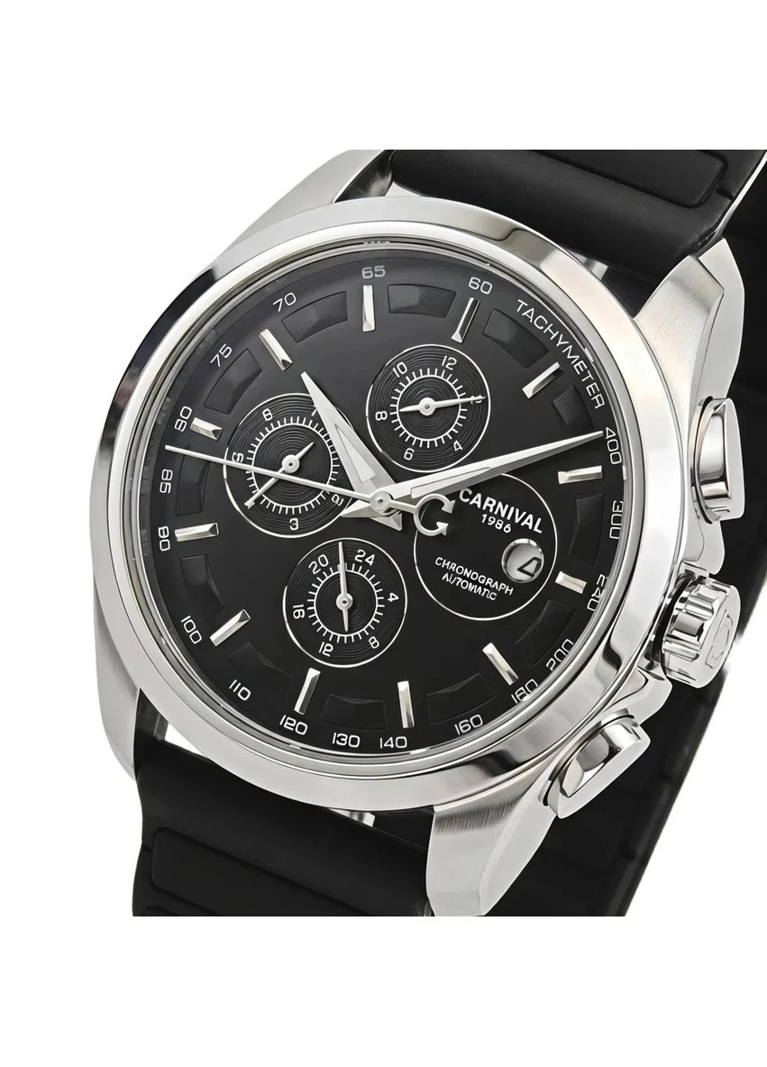 Механічні годинники Carnival Genius Prestige Black 42 мм шкіра чорна сапфір No Brand (401850541)