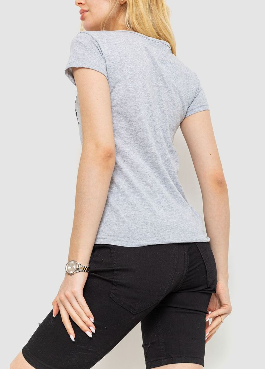 Серая демисезон футболка женская с принтом, цвет черный, Ager