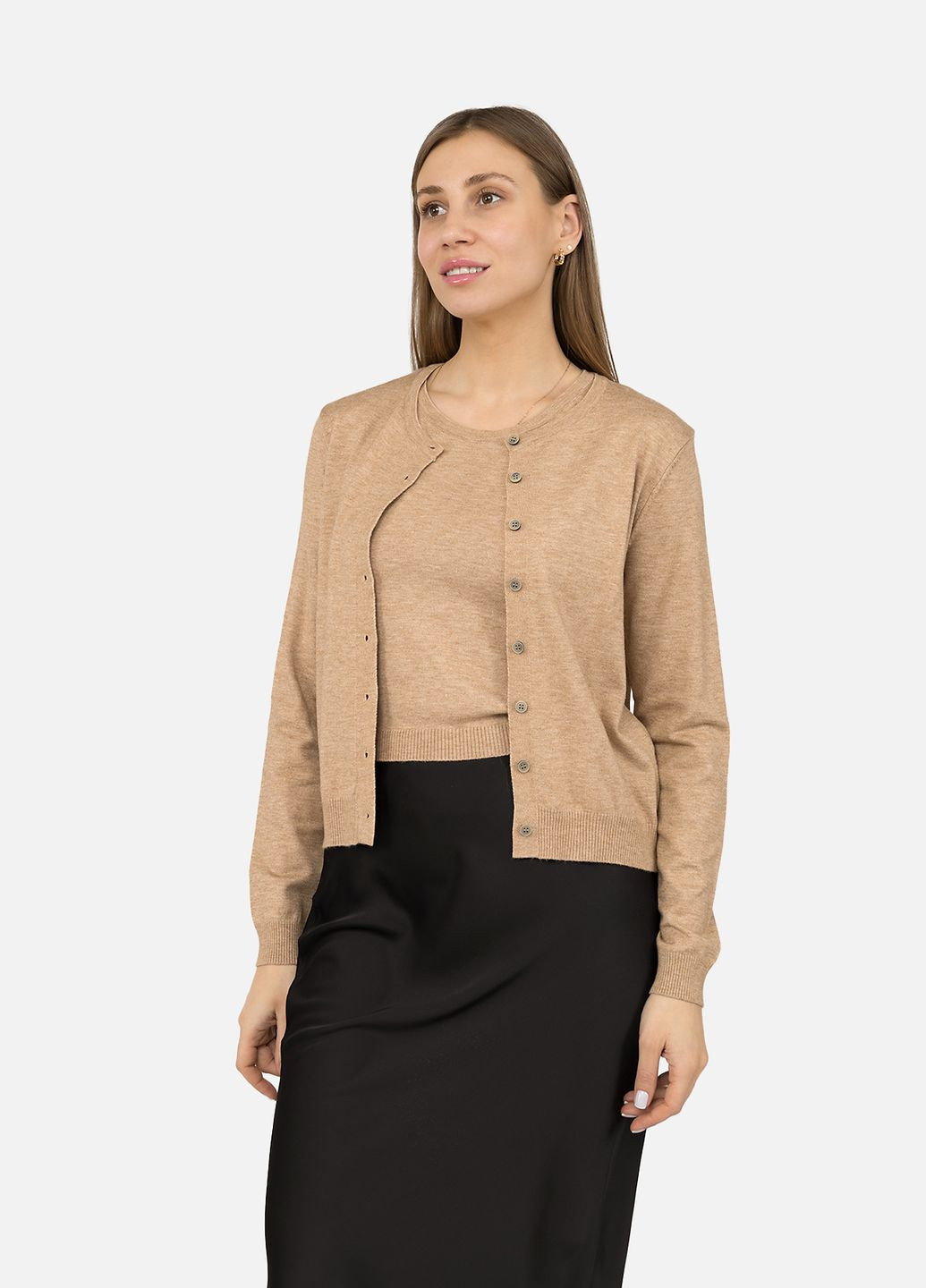 Кардиган жіночий з прямим кроєм колір бежевий ЦБ-00270096 Karon (322220884)