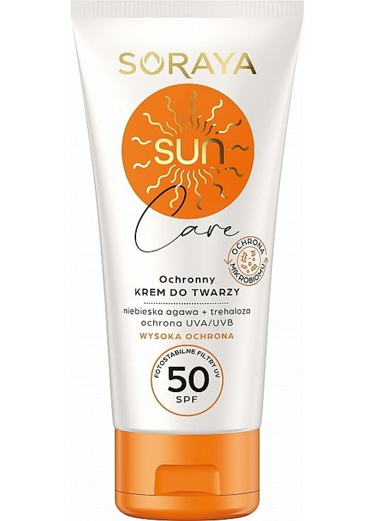 Сонцезахисний крем для обличчя з блакитною агавою і трегалозою Sun Care SPF50 40ml (1202737-140626) Soraya (369789216)