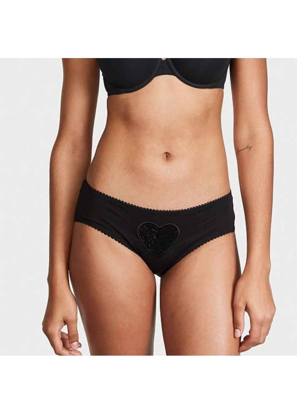 Хлопковые Трусики Stretch Cotton Hiphugger Panty Black Victoria's Secret (317788761)
