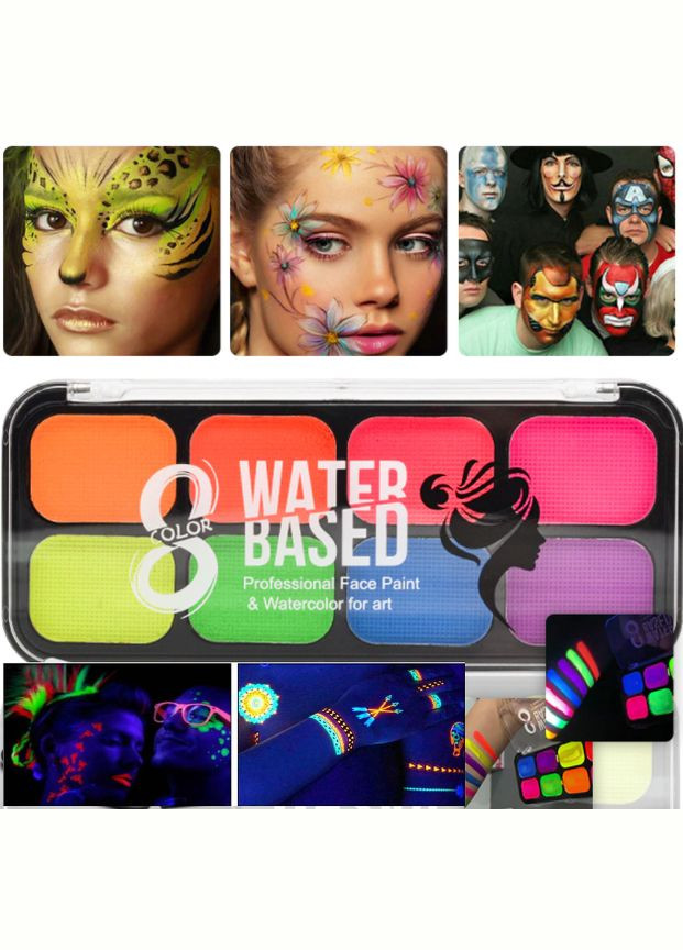 Аквагрим неоновый 8 цветов палитра Papa Kiss (302241686)