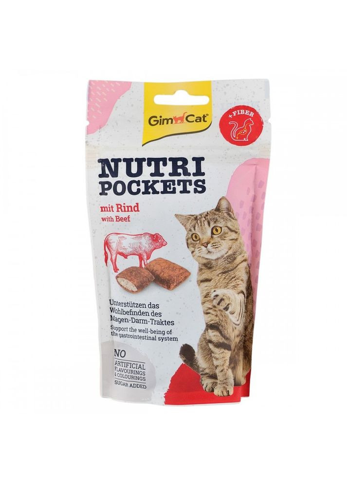 Витаминные лакомства Nutri Pockets для кошек, говядина, 60 г GimCat (355256346)