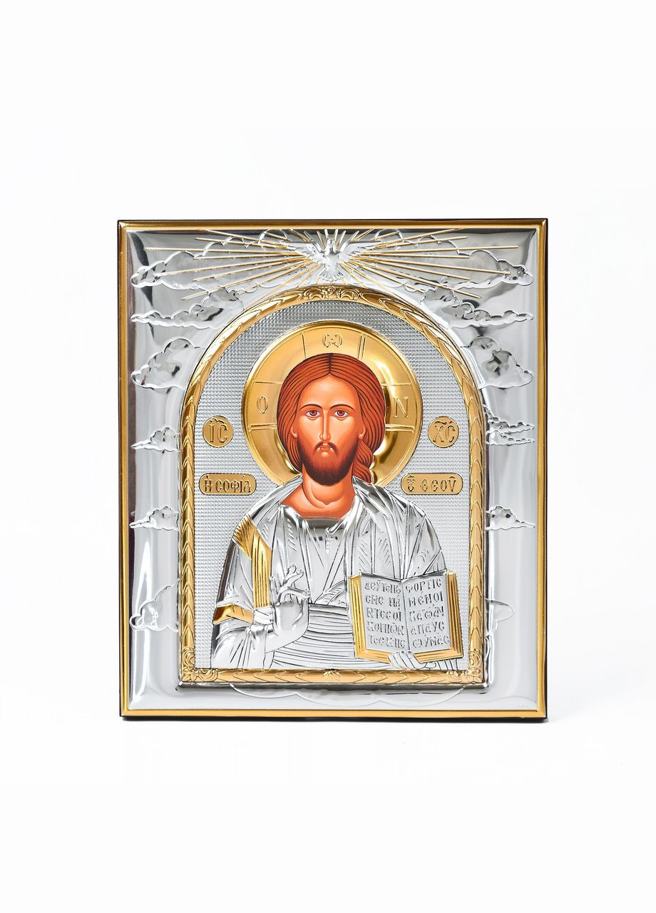 Ікона Ісуса Христа 22,8х26,5см прямокутної форми на дереві без рамки Silver Axion (265446338)