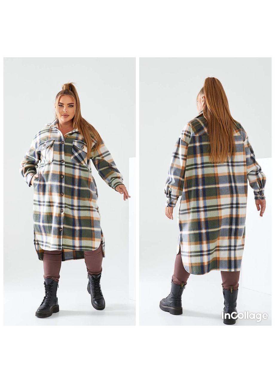 Оливковковая (хаки) повседневный, кэжуал рубашка в клетку Style Point с длинным рукавом