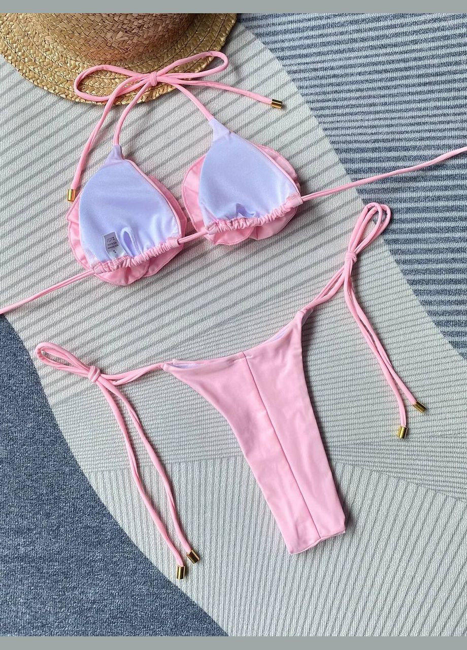 Рожевий літній жіночий роздільний купальник бікіні з трояндами roses рожевий No Brand