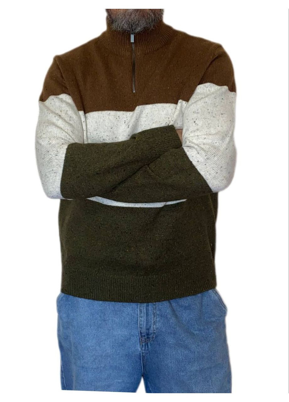 Комбінований зимовий вовняний светр Wool & Cashmere