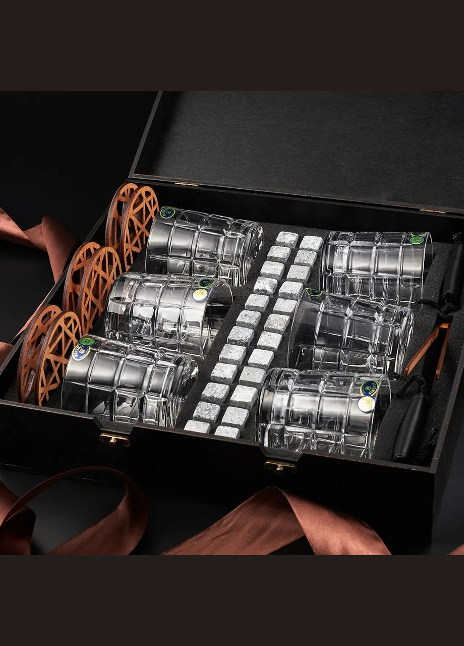 Набор для виски с гравировкой и шестью бокалами Bohemia Timesquare 320 мл Handmade WS607 (345646779)