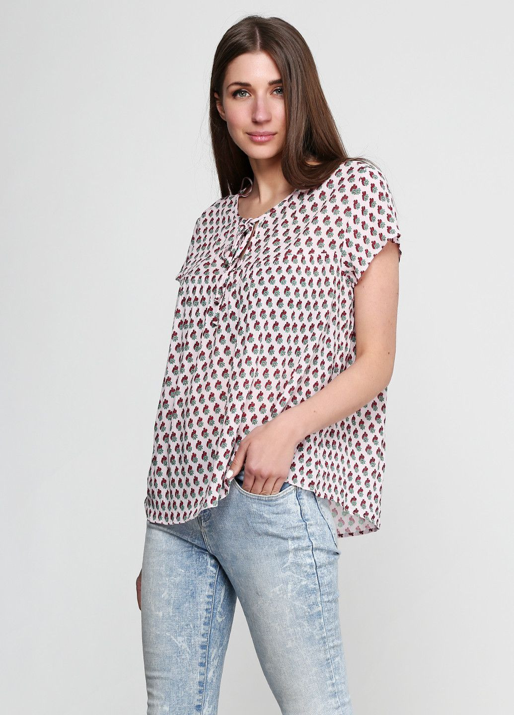 Розовая блуза розово-черный Mango