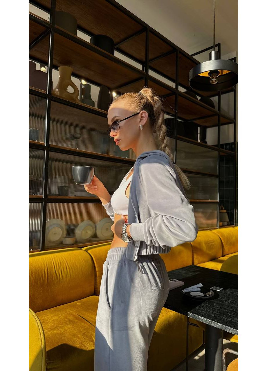 Жіночий велюровий костюм з камінням Fashion (362476018)