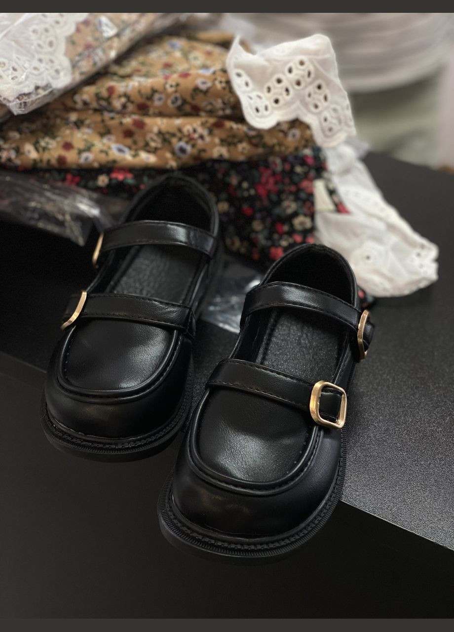 Туфлі дитячі лофери для дівчинки Чорні (розмір 35) No Brand (340689775)