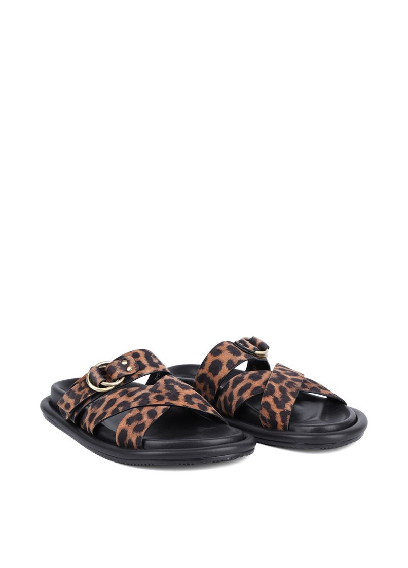 Цветные женские шлепанцы 202-24111-5 леопардовый велюр MIRATON