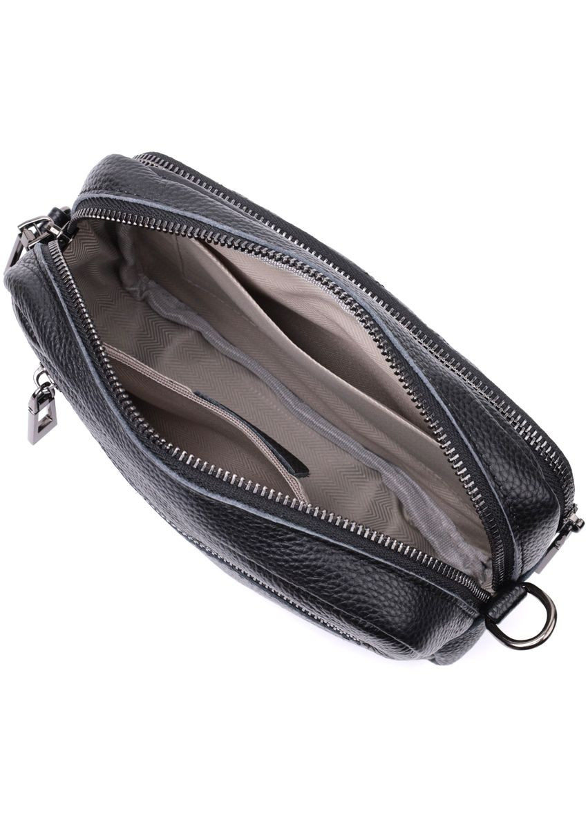 Жіноча сумка прошита ромбами на лицьовій стороні з натуральної шкіри 22634 Чорна Vintage (329198965)