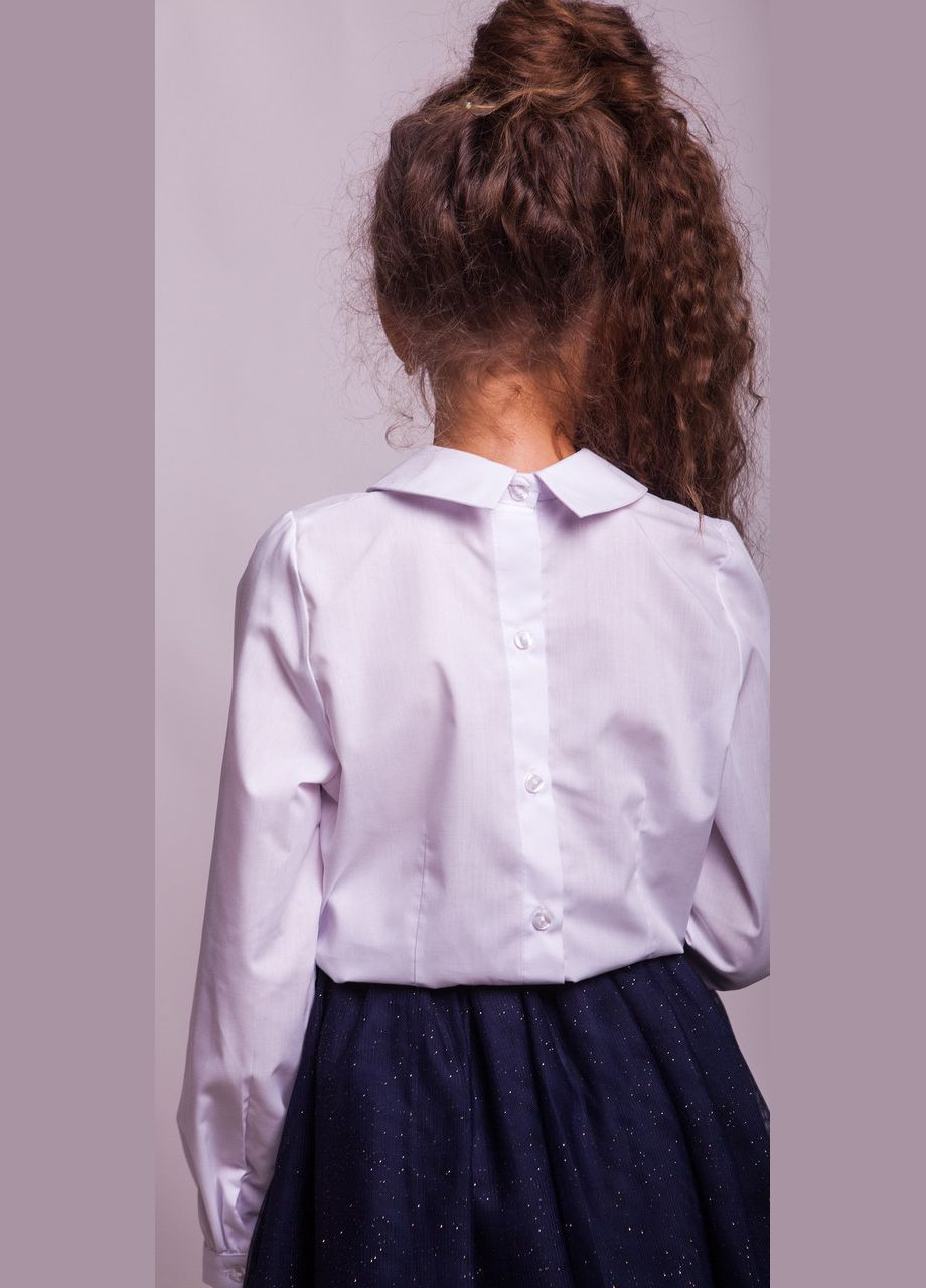 Блузка шкільна з синьою вишивкою мод.1050 Світ блуз (330615194)