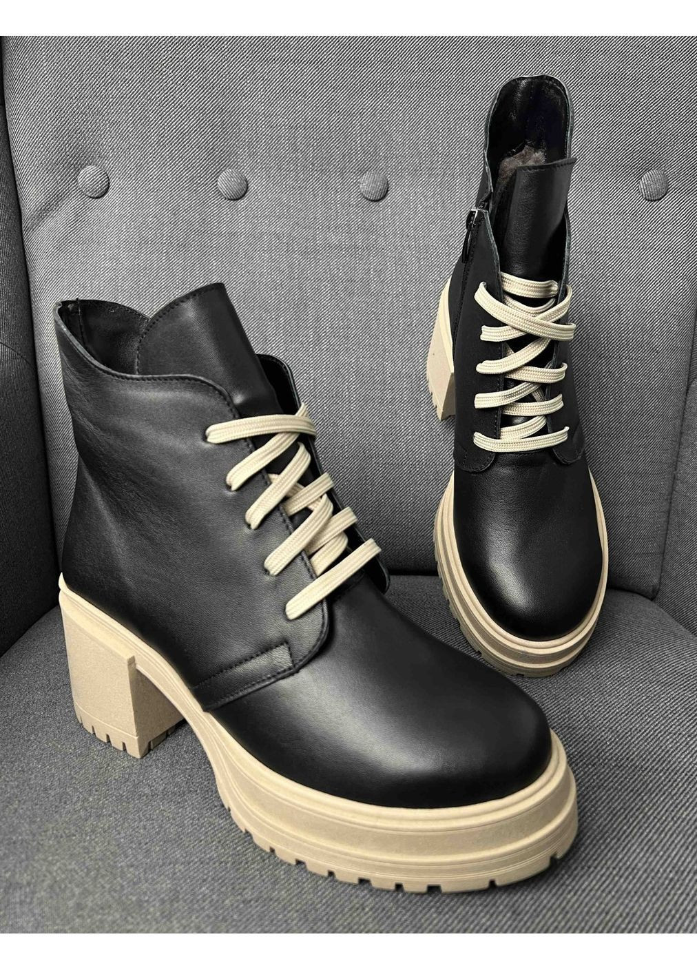 Зимние ботинки женские Mermaid на тракторной подошве, со шнуровкой