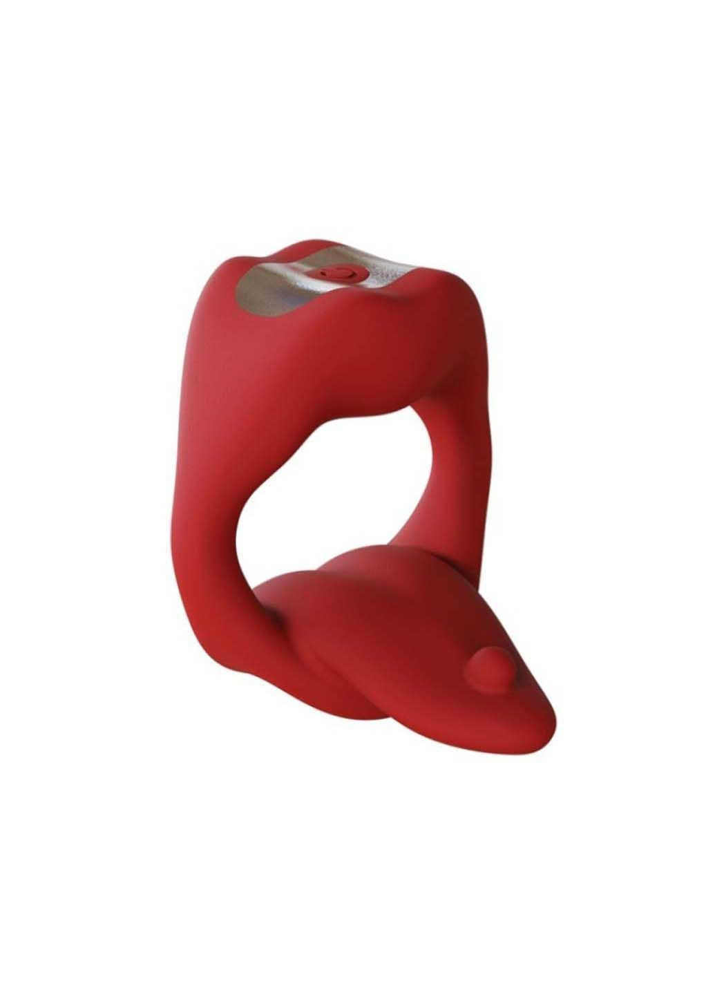 Эрекционное кольцо с вибрацией Licking Tongue Power Ring Red CNT (291443684)