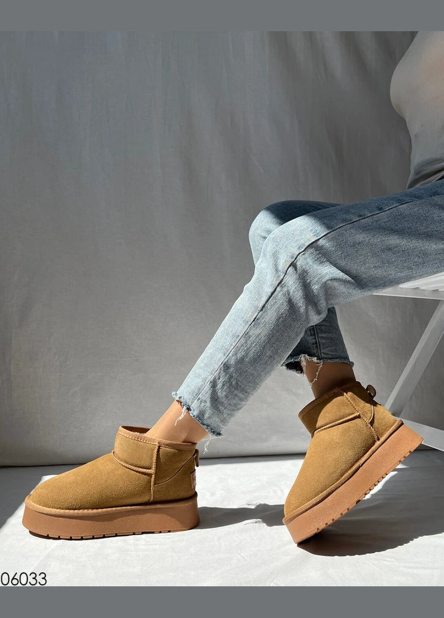 Рыжие угги на платформе, короткие уггги натуральная замша, низкие угги Hengji (305295874)