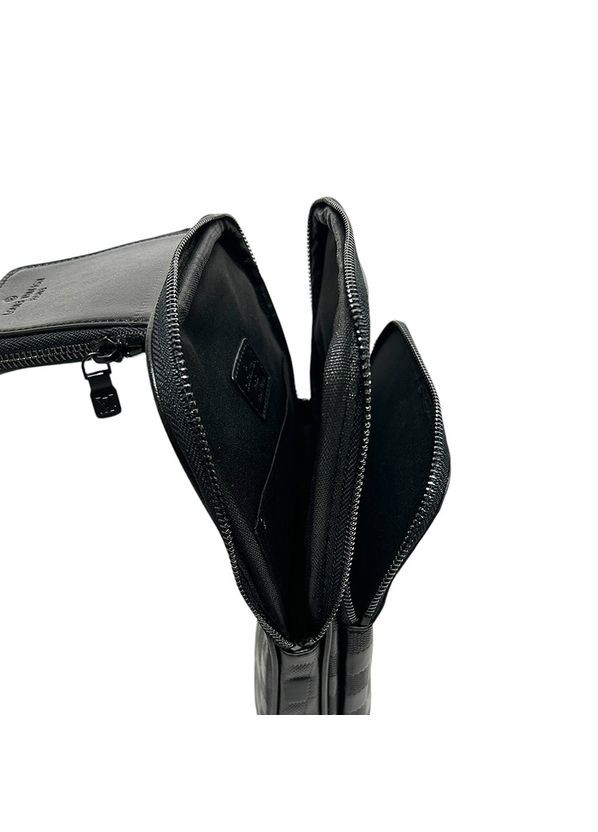 Сумка слінг чорна чоловіча вертикальна молодіжна нагрудна велика через плече на два відділення No Brand (348418415)