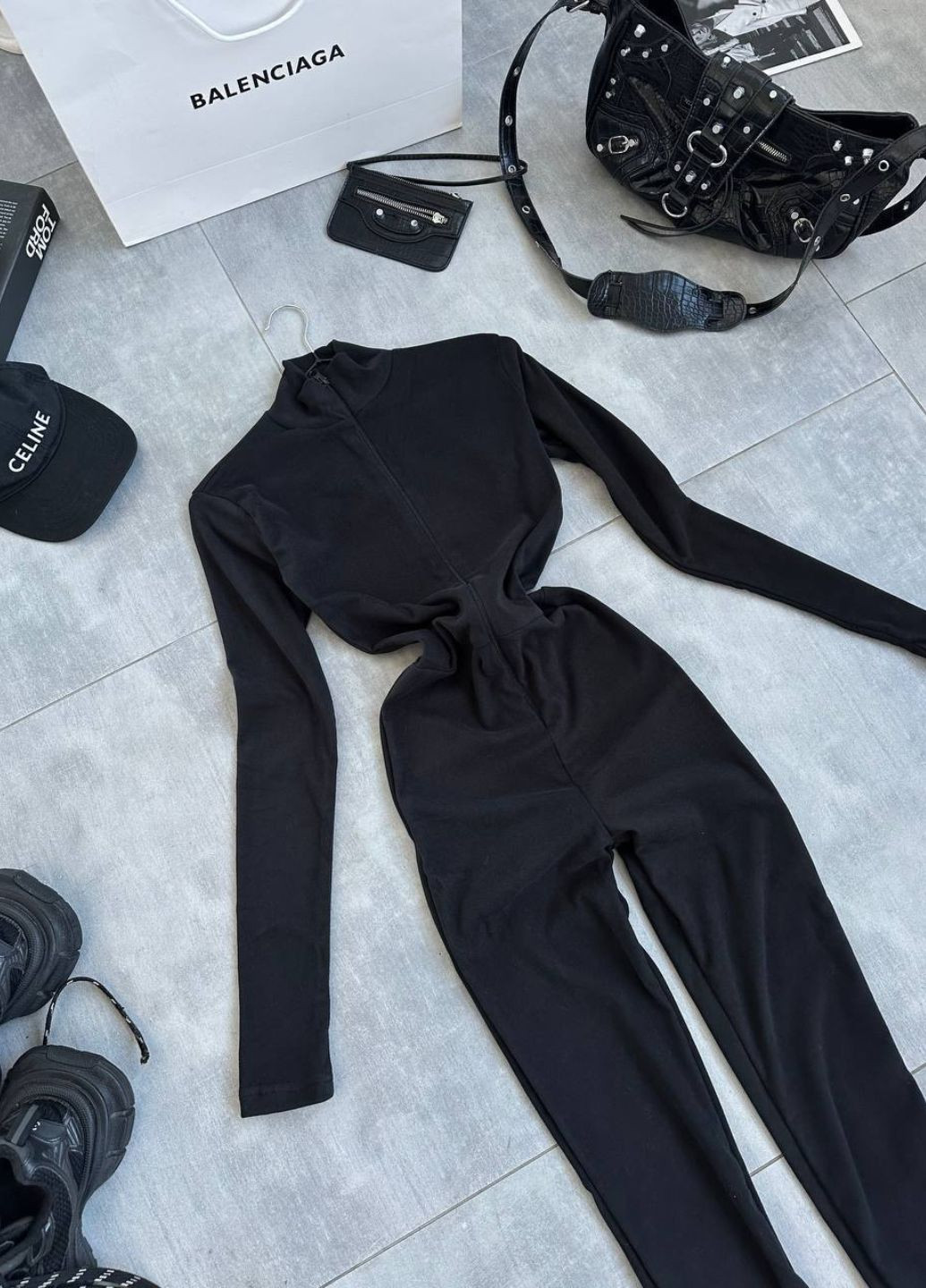 Сплошной комбинезон с лосинами Tik-Tak комбинезон-брюки однотонный чёрный повседневный