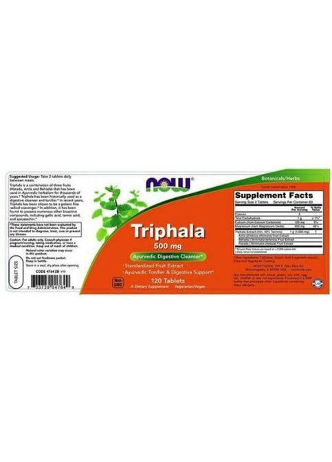 Triphala 500 mg 120 Tabs Now Foods (362418777)