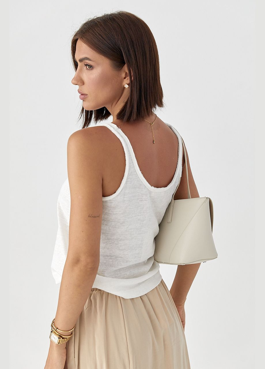 Майка жіноча з необробленою окантовкою - молочний колір Lurex — 340917653