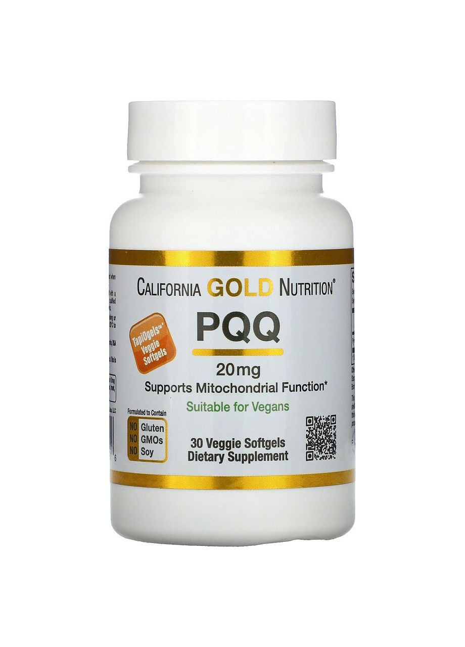 Пирролохинолинхинон 20 мг PQQ антиоксидант для здоровья мозга 30 растительных капсул California Gold Nutrition (270831668)