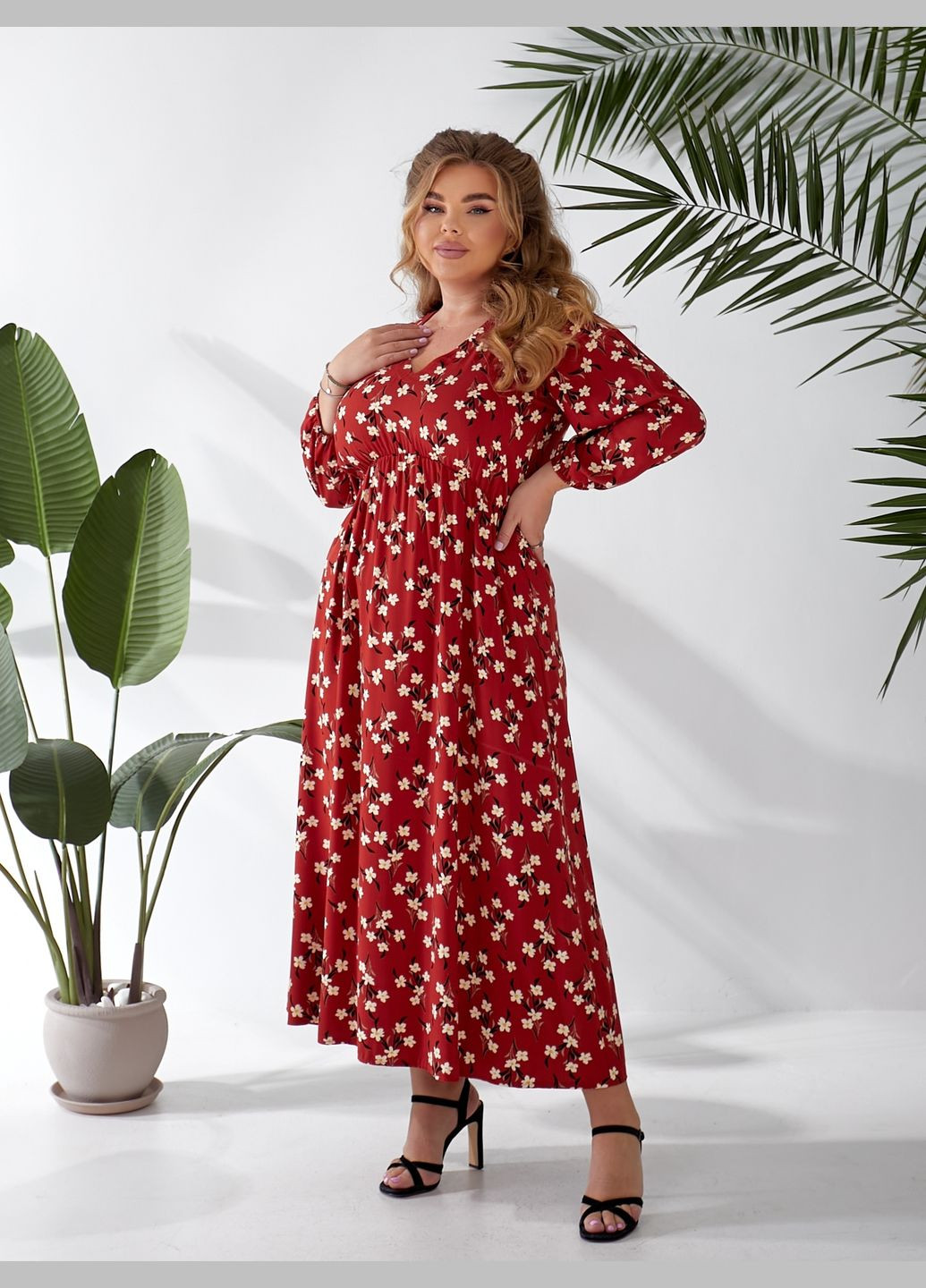 Красное повседневный, праздничный платье Zemal с цветочным принтом