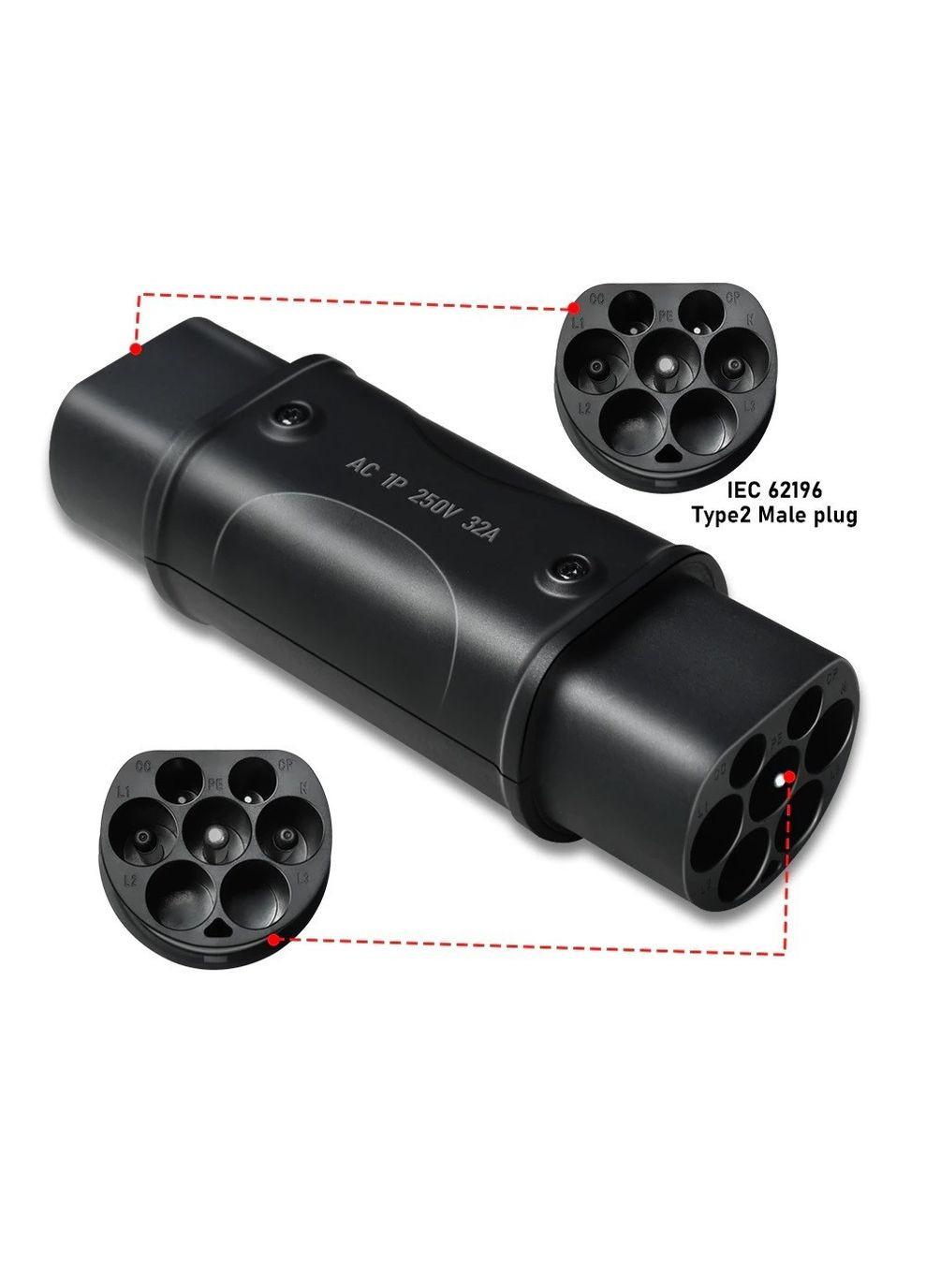 Адаптер Перехідник Type 2 - Type GB-T (Mennekes IEC 62196-2 – Type GB-T ) Black (PW050570) Bluefield (317297514)